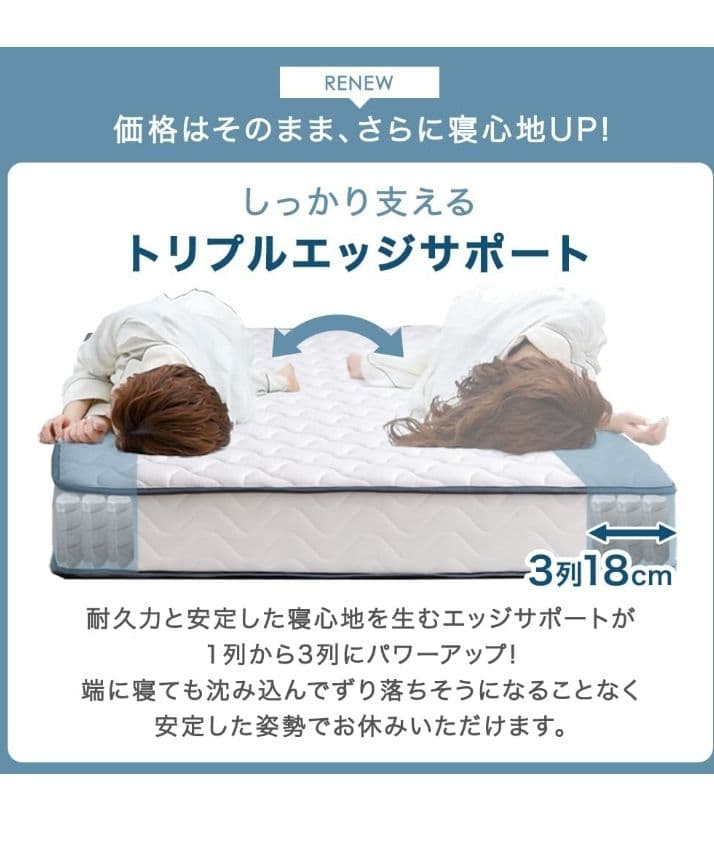 タンスゲン マットレス ダブル 極厚22cm 高密度 736個 コイル つ190