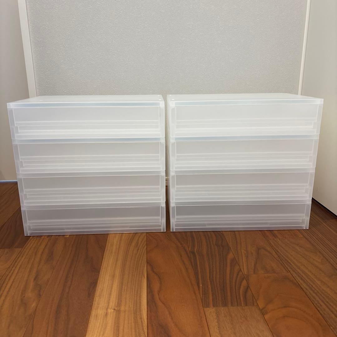 ポリプロピレンケース引き出し式・横ワイド・薄型 幅３７×奥行２６×高さ９ｃｍ