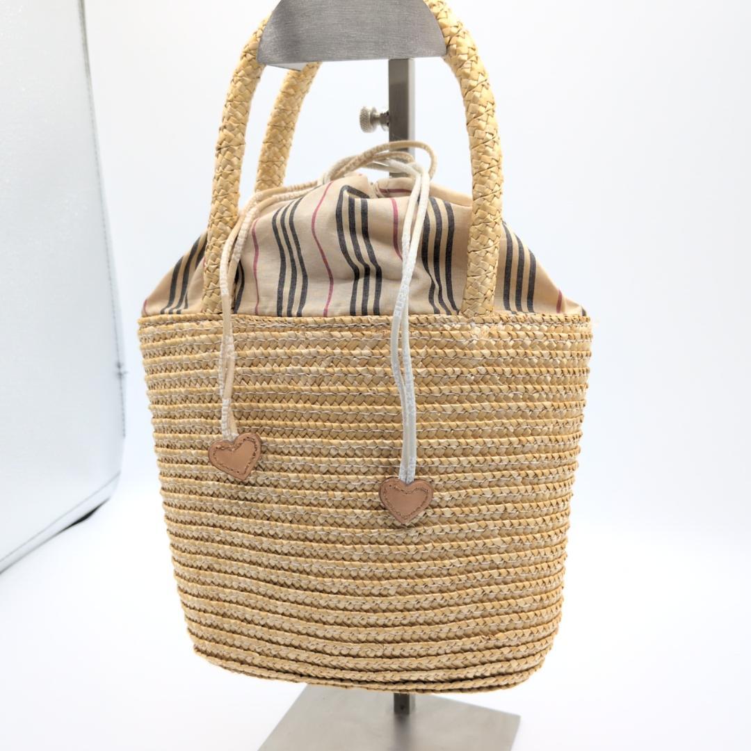 良品✨　バーバリー ハンドバッグ かごバッグ ノヴァチェック ストロー ベージュ