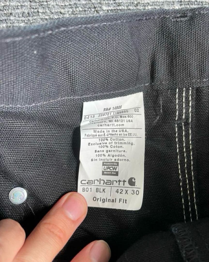 カーハート　ダブルニー　ブラック　42×30 デッドストック　USA 90s〜