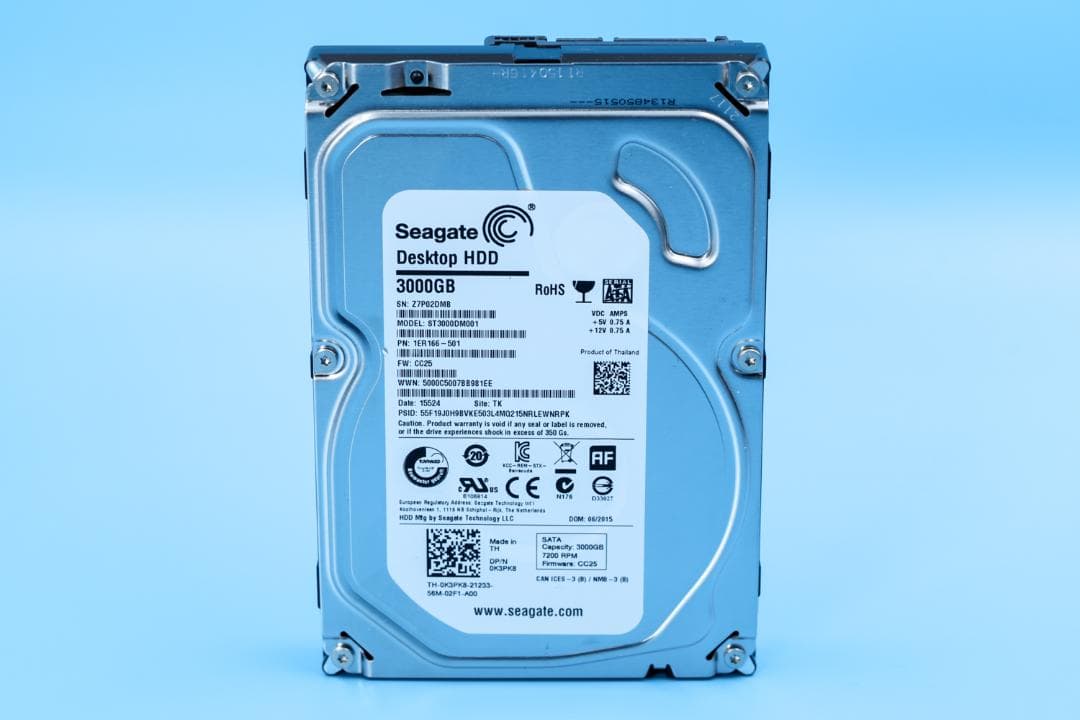 Seagate Barracuda 3TB 内蔵型HDD（使用時間少）