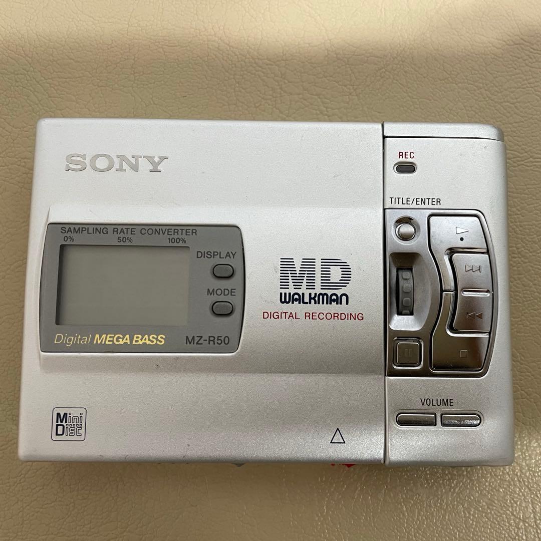 SONY ポータブルMDプレーヤー MZ-R50、録音用マイク、AVケーブル