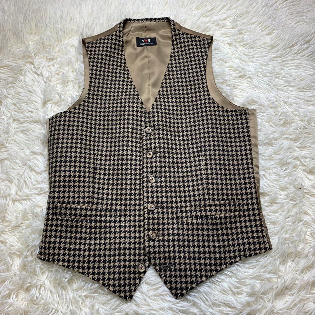 2ピース 千鳥柄 ヴァンヂャケット テーラードジャケット ジレ ベスト