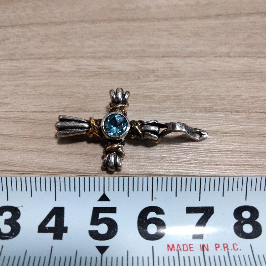 925/K18 ブルートパーズ クロス ペンダント