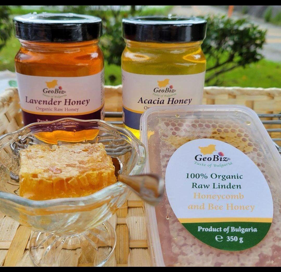 1.350kgオーガニック 生蜂蜜 アカシア2個とラベンダー １個蜂蜜ブルガリア