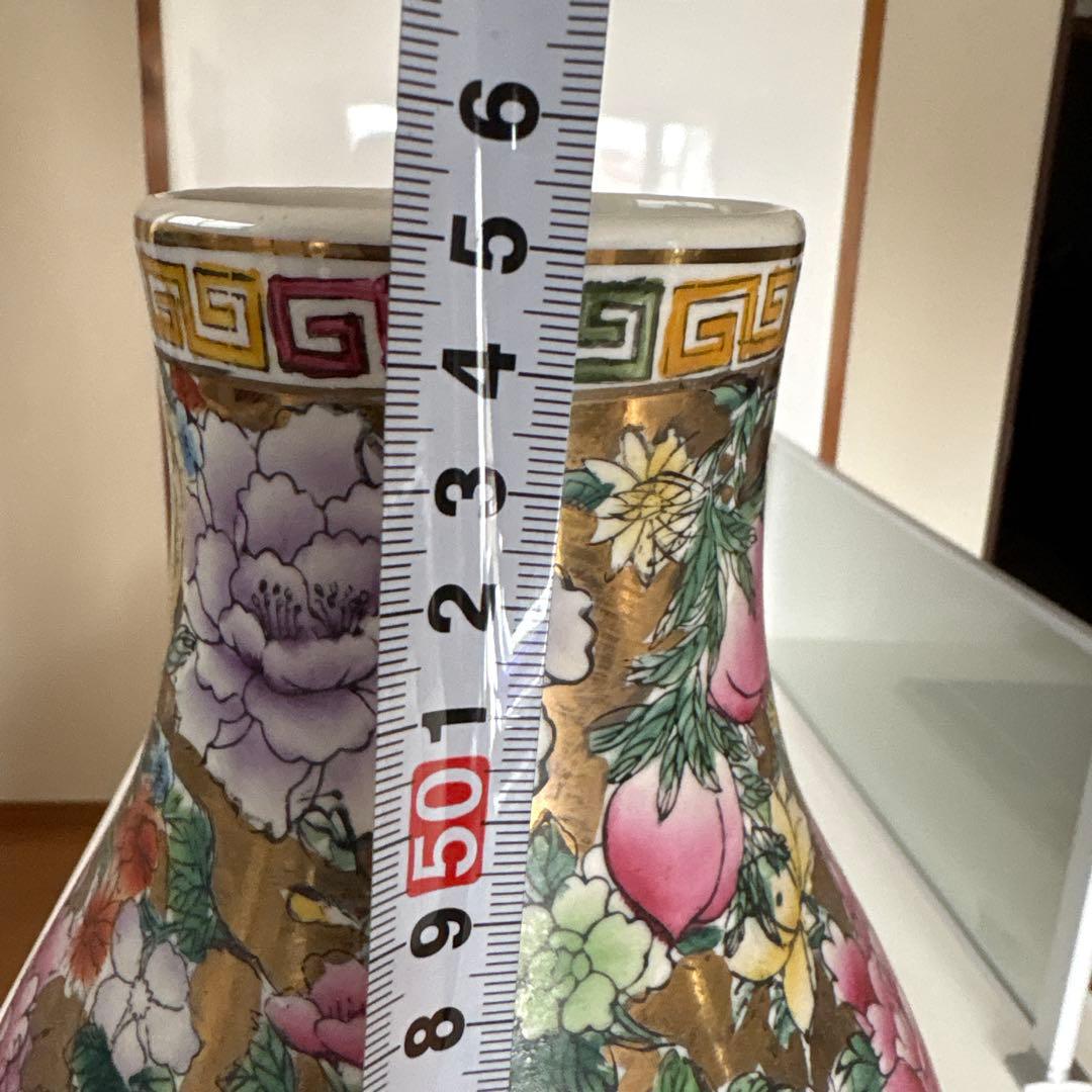 花柄の中国風二重壺 高さ約56cm