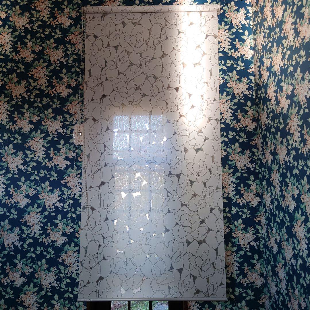 【タチカワブラインド】花柄ホワイトブ花柄 ホワイト ロールスクリーン