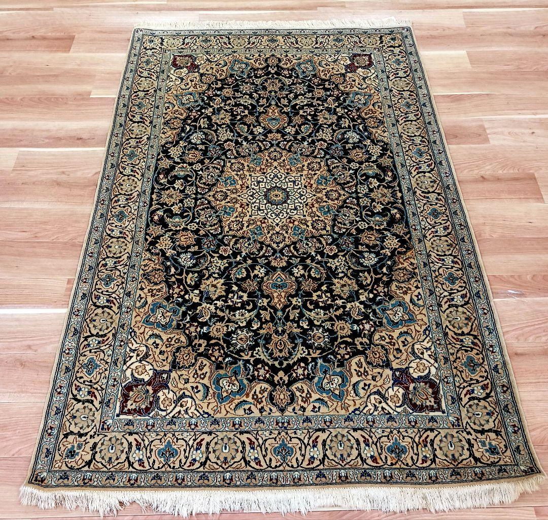 専用Y2301 ペルシャ絨毯 イラン ナイン ウール 手織 大判205×130㎝