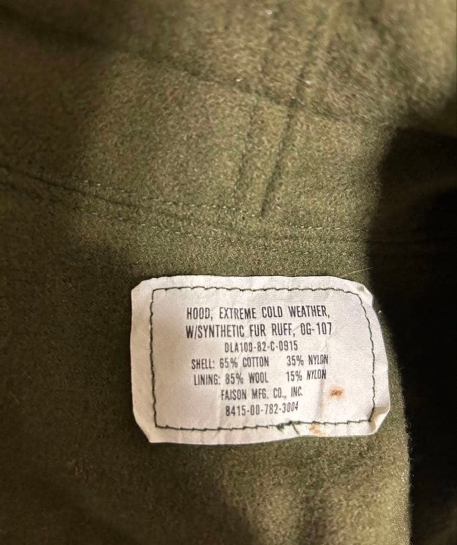 【実物】M65 フィッシュテールパーカー　フード付き　アメリカ軍　軍物