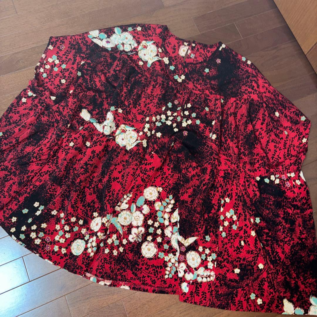 新品　詩仙堂　ちりめん　3段切り替え　ギャザー　チュニック