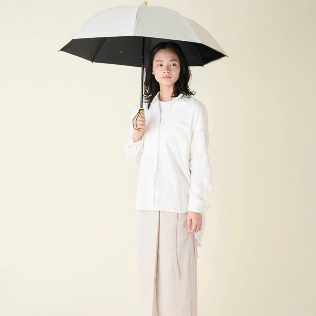 サンバリア100未使用2段折mokuアイボリー完全遮光日傘二段折人気折り畳み