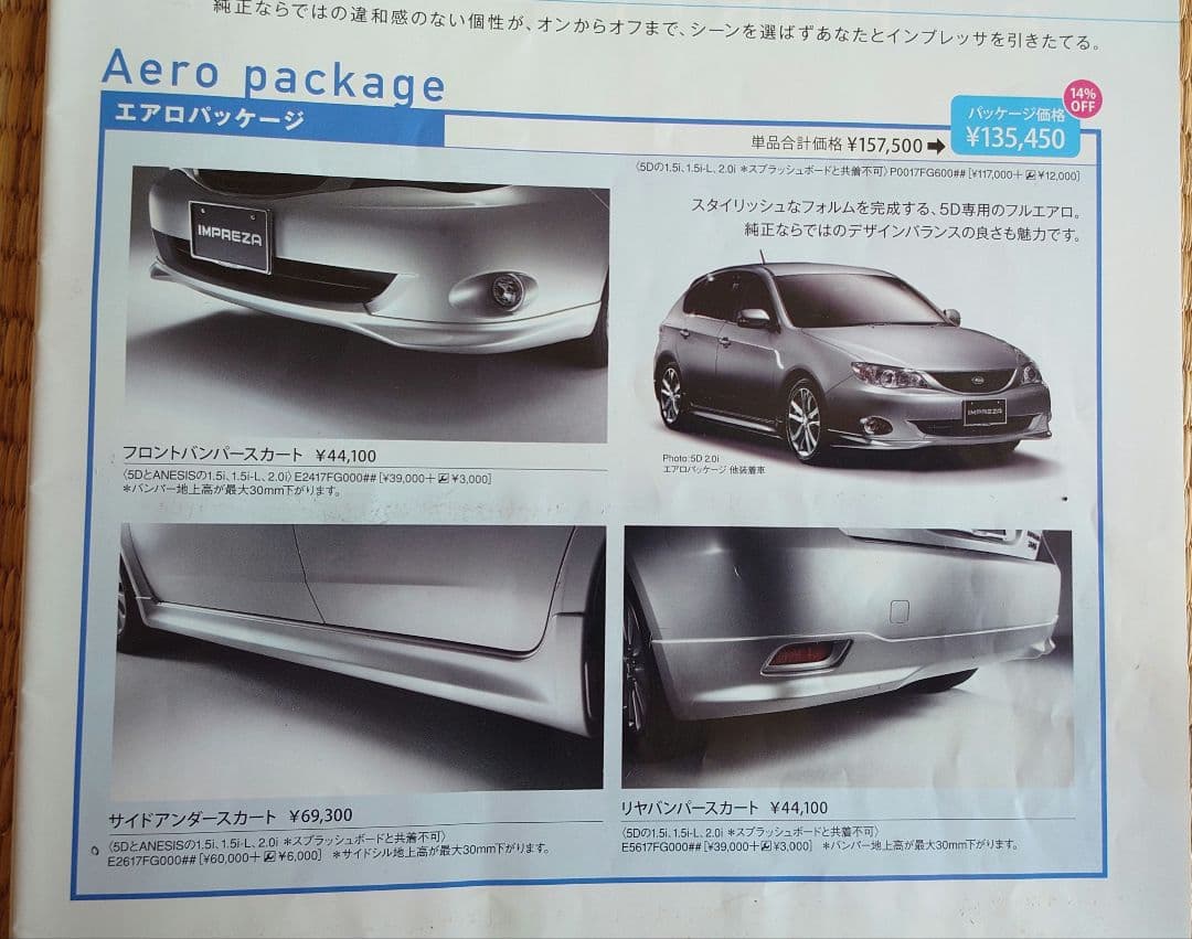 【野菜様と交渉中】インプレッサGH型　フロントバンパースカート　ガリキズ2箇所