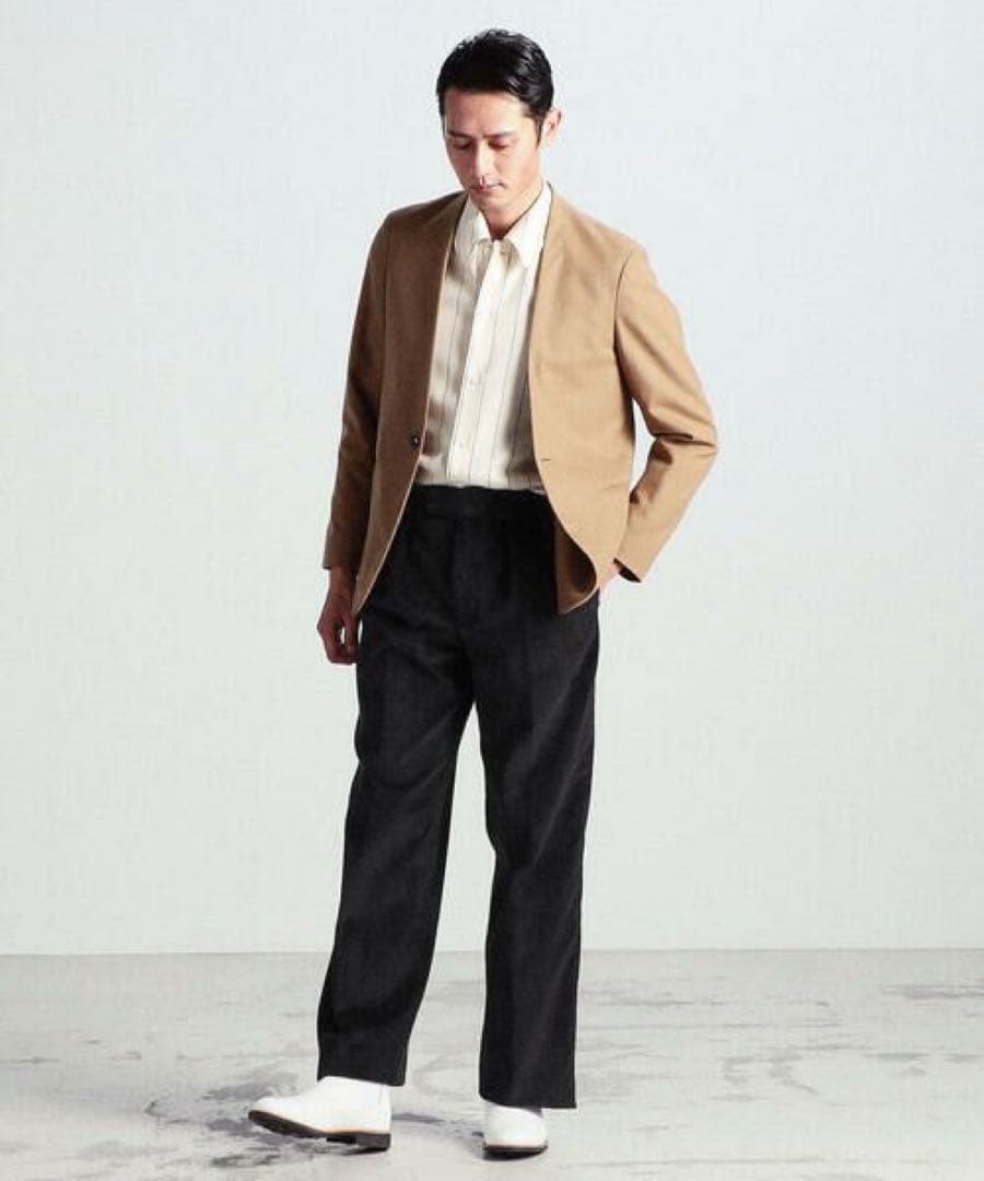 トゥモローランド　ピルグリム　ノーカラージャケット　キャメル　46