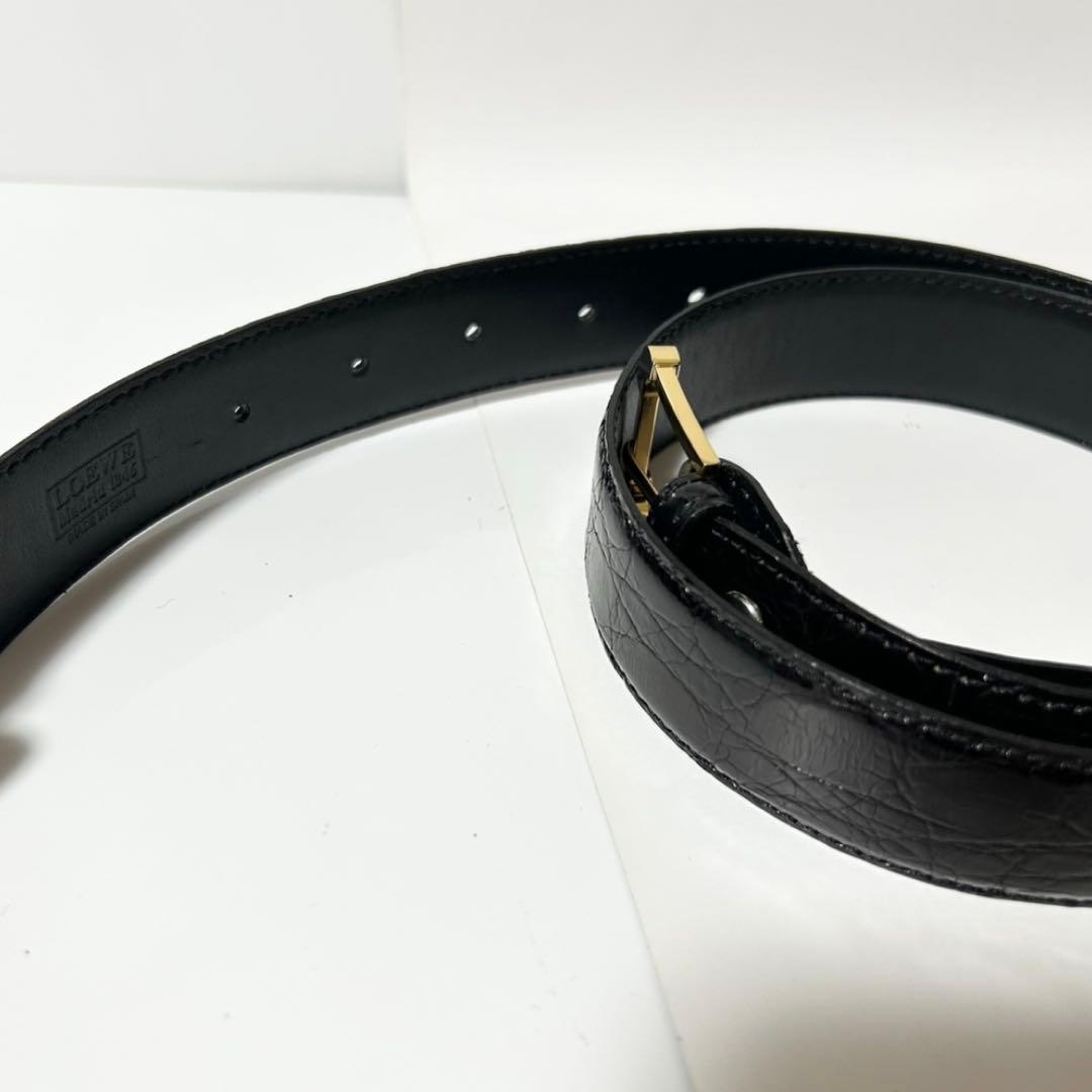 美品 LOEWE ロエベ ベルト クロコダイル型押し レザー