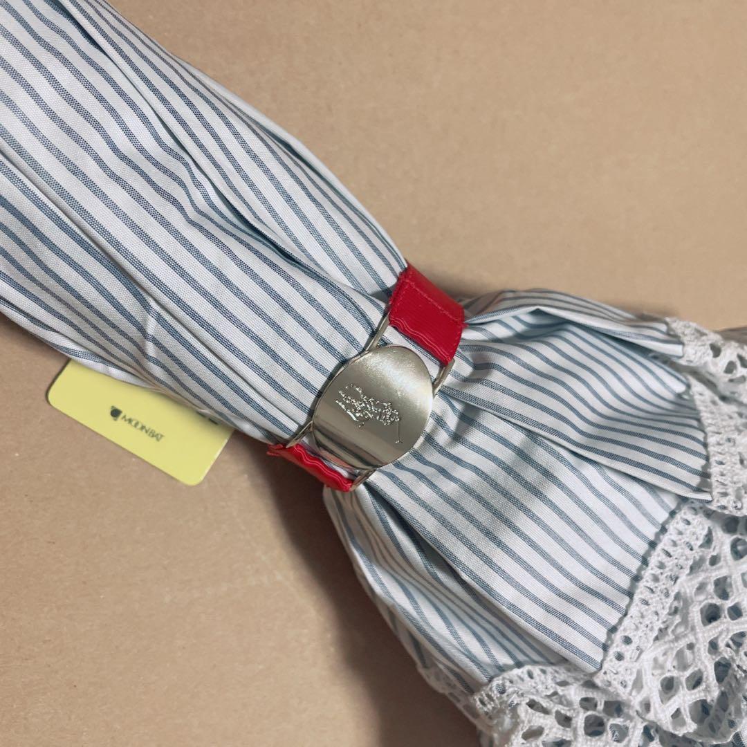 新品　ポロラルフローレン 楽折　晴雨兼用傘　ストライプフリル　折りたたみ　日傘