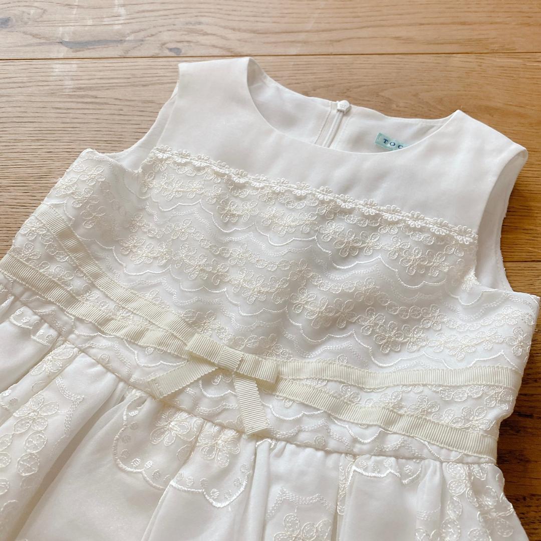 新品　トッカバンビーニ　ワンピース　ドレス　白　レース　刺繍　110㎝　4379