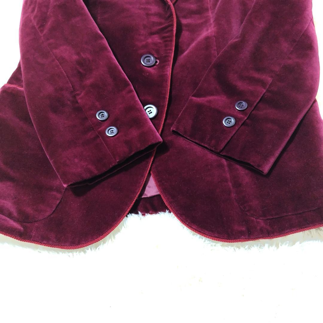 クリスチャンディオール テーラードジャケット ベロア ワインレッド 2ボタン