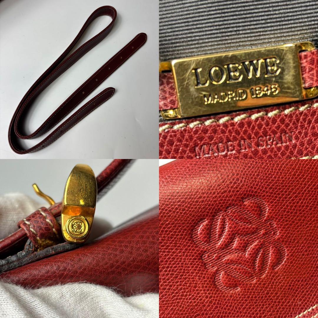 美品 ロエベ ビジネスバッグ 2way ボストン シボ革 ショルダー アナグラム