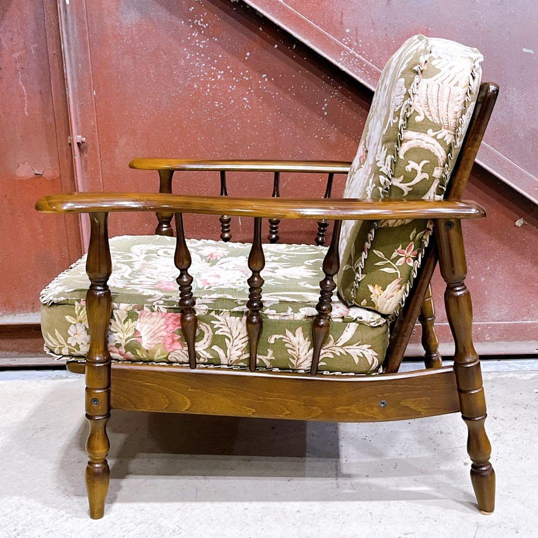 【稀少】karimokuカリモク アームチェア コロニアル フリージアグリーン①