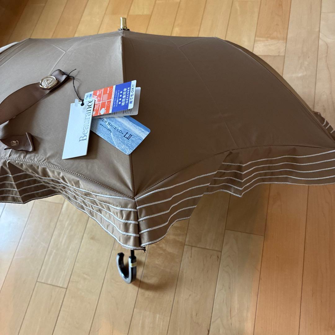 ビューランス　持ち手付き晴雨兼用日傘　キャメルブラウン