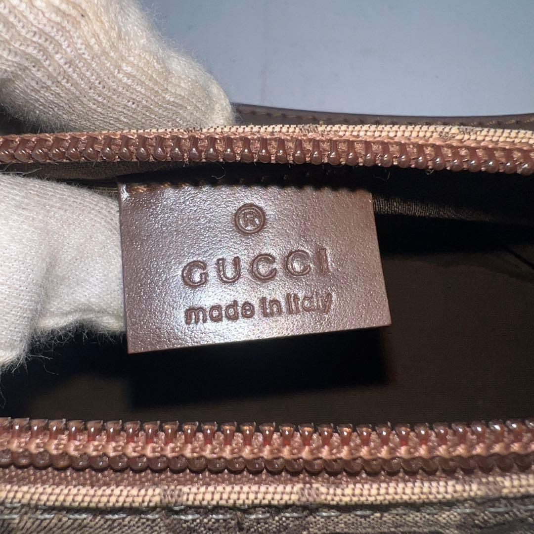 【極美品】グッチ GG ハンドバッグ アクセサリーポーチ キャンバス レザー
