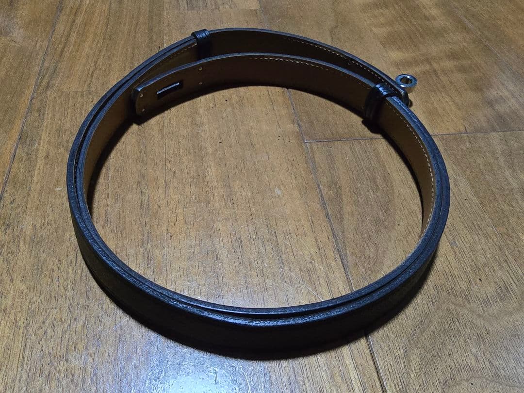 HERMES エルメス レザーケリーベルト ブラックシルバー金具