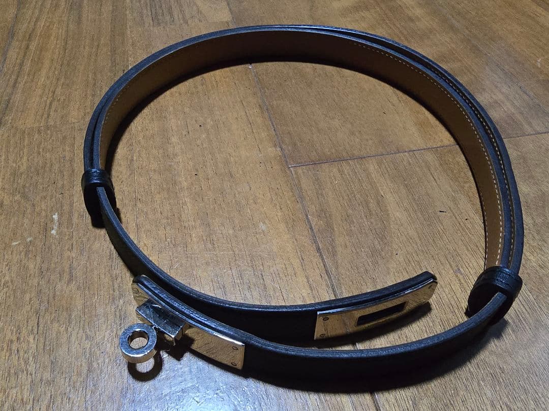 HERMES エルメス レザーケリーベルト ブラックシルバー金具