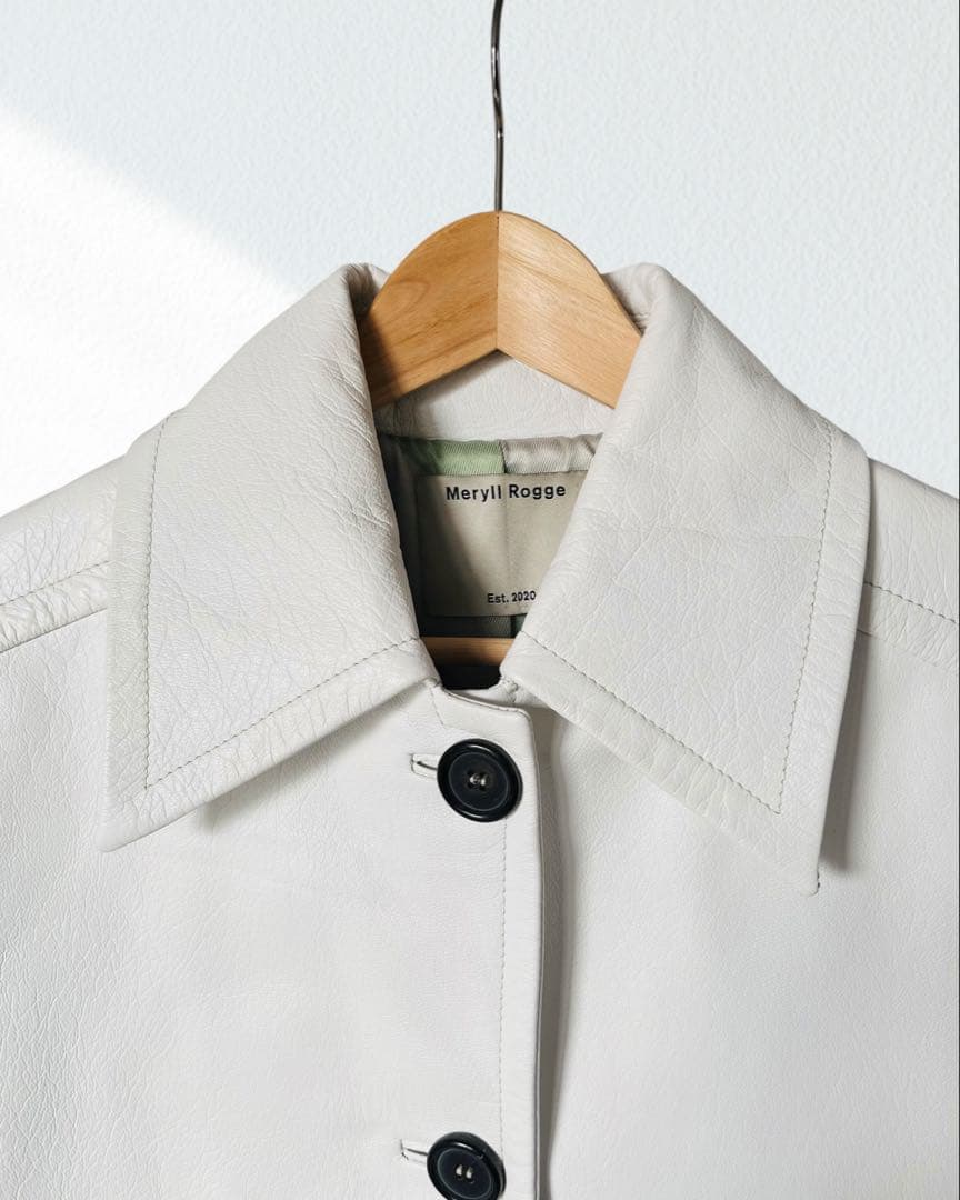 MERYLL ROGGE レザー ジャケット 白 36 メリルロッゲ