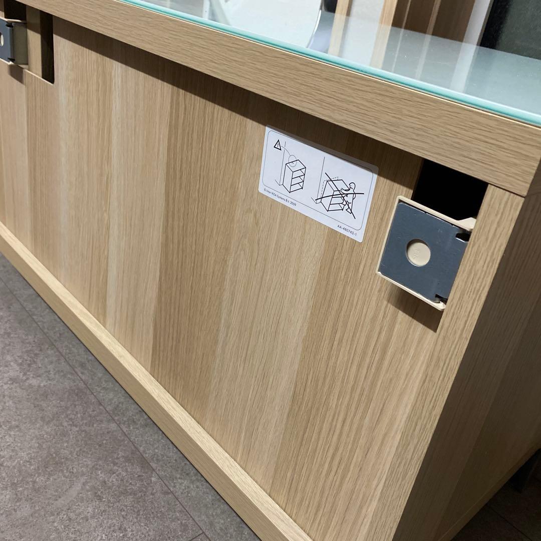 【IKEA】ベストー　テレビ台 ホワイト　ガラス天板付き