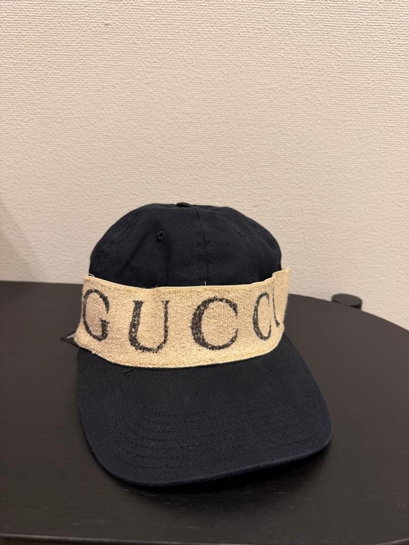 GUCCI ロゴタオル キャップ ブラック XL