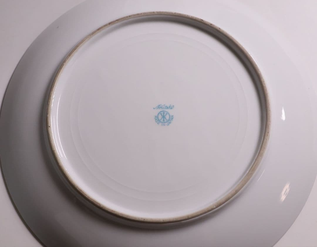 【CM300】オールドノリタケ 白鳥 風景 皿 プレート 金彩 ブルー 青 明治