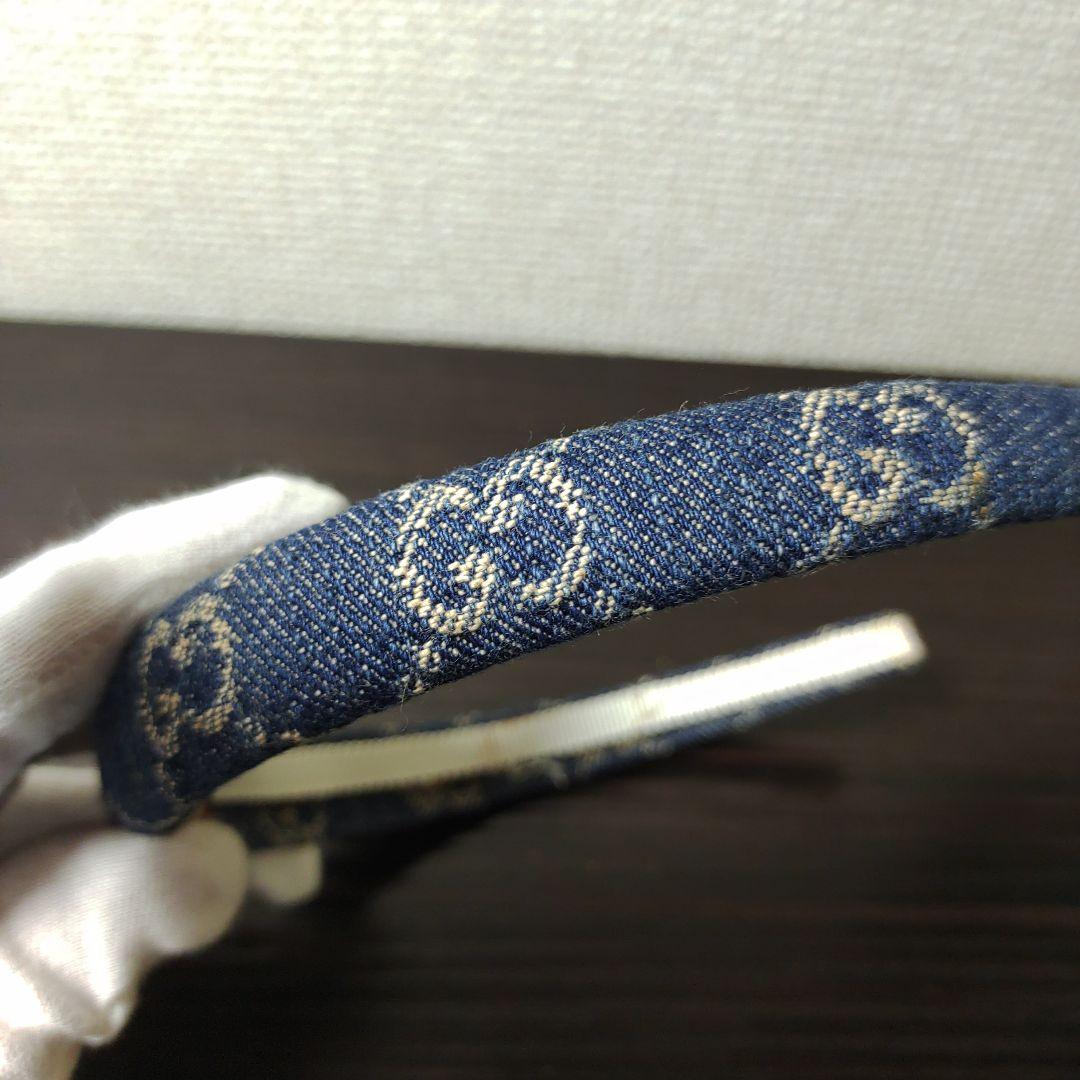 GUCCI　カチューシャ　GG柄　デニム地