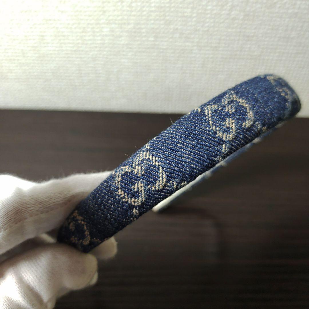 GUCCI　カチューシャ　GG柄　デニム地