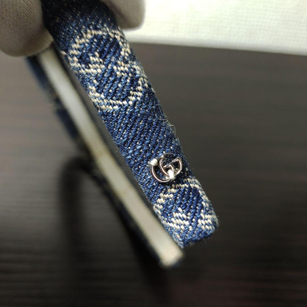 GUCCI　カチューシャ　GG柄　デニム地