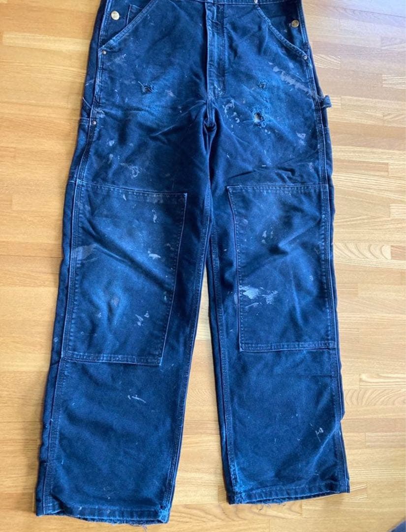 カーハート　USA製　ブラック　ダブルニー　オーバーオール