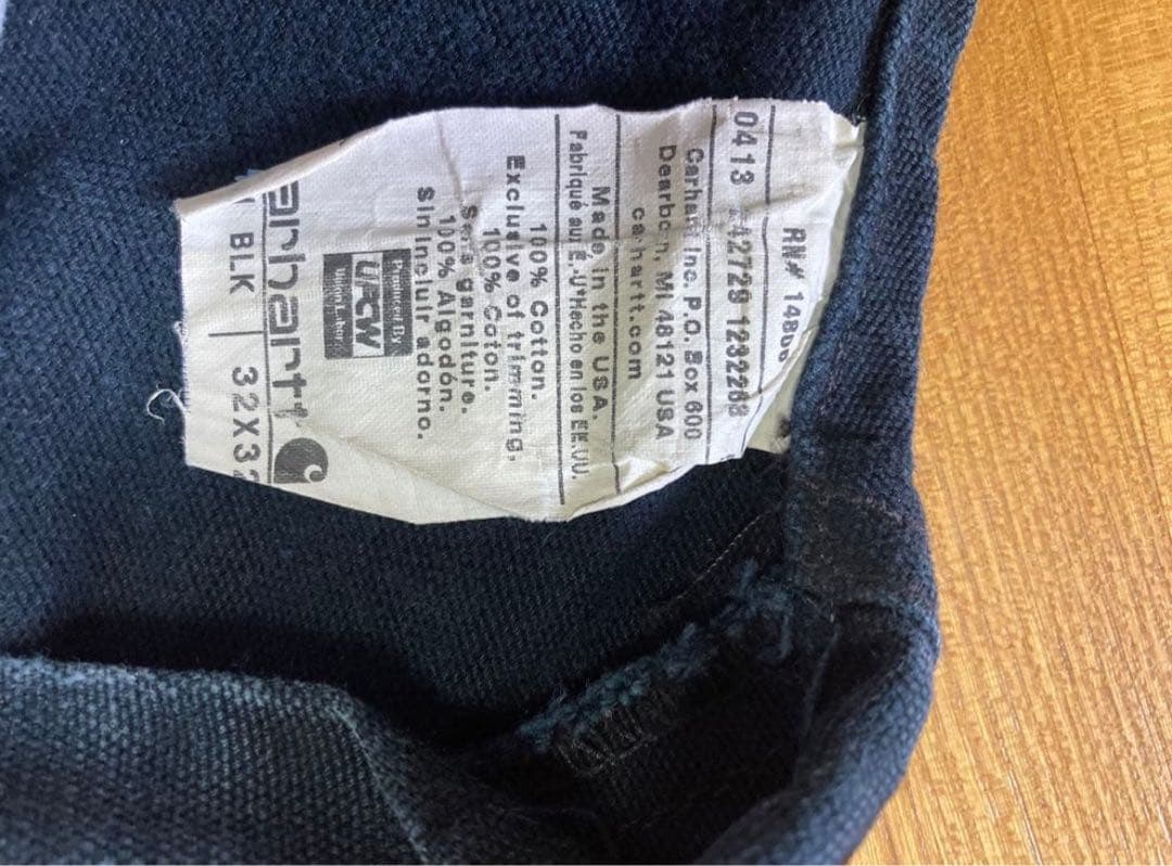 カーハート　USA製　ブラック　ダブルニー　オーバーオール