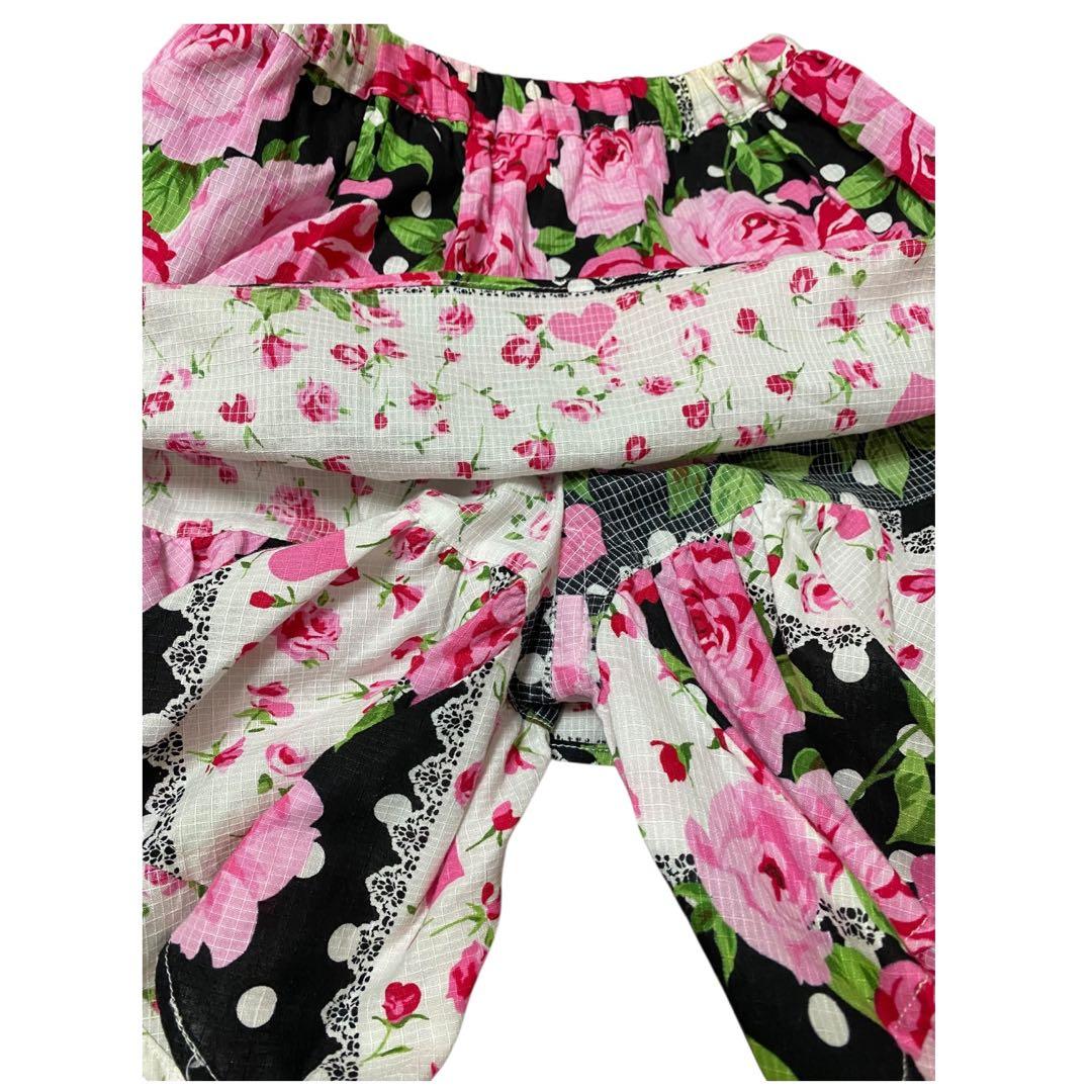 Y2K 大人用 浴衣ドレス 帯2点セット 薔薇柄 姫ギャル 平成GAL