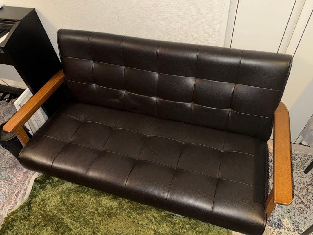 ダークブラウン 2人掛けソファ