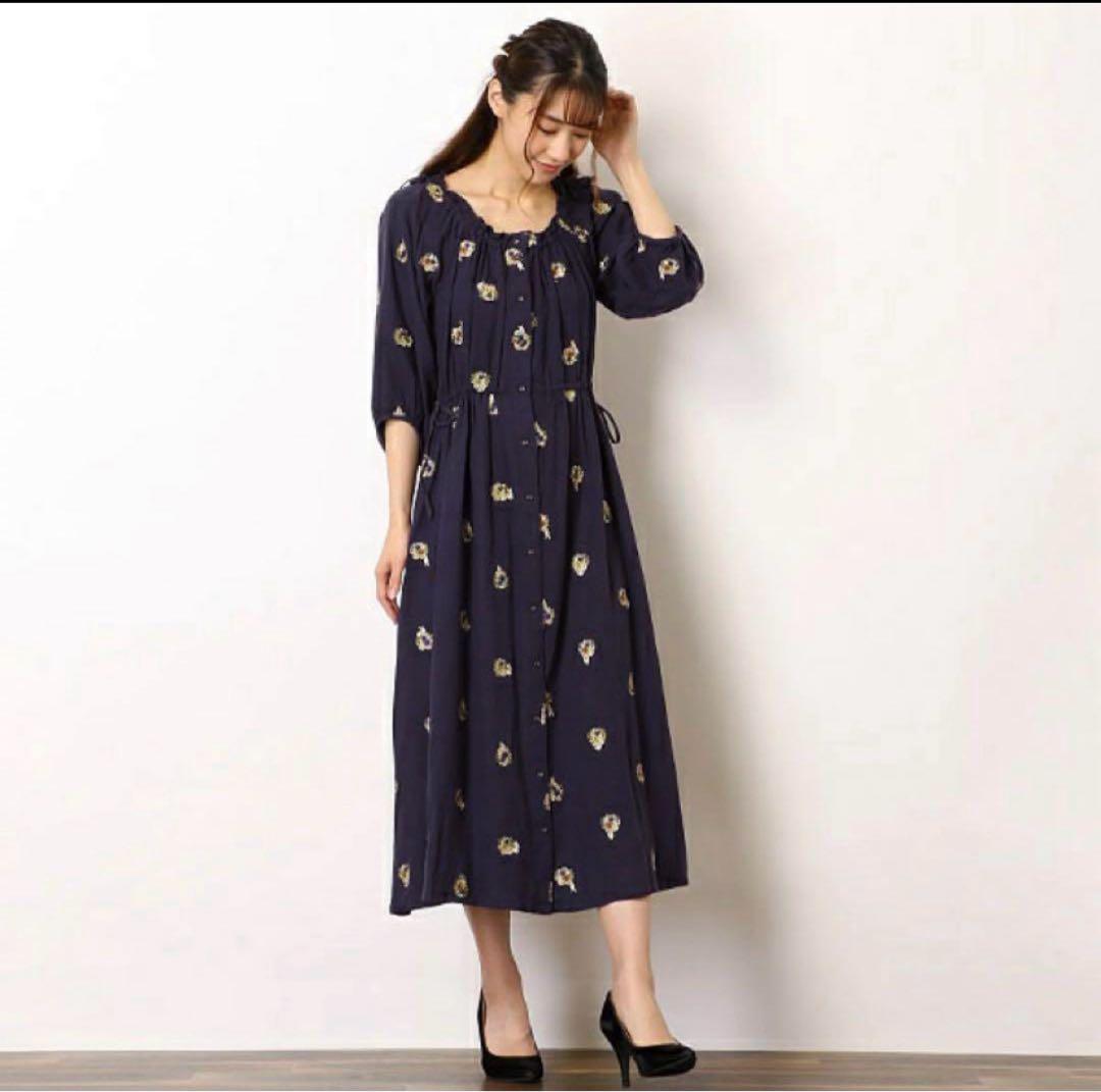 フランシュリッペ 花束うさぎ刺繍ワンピース