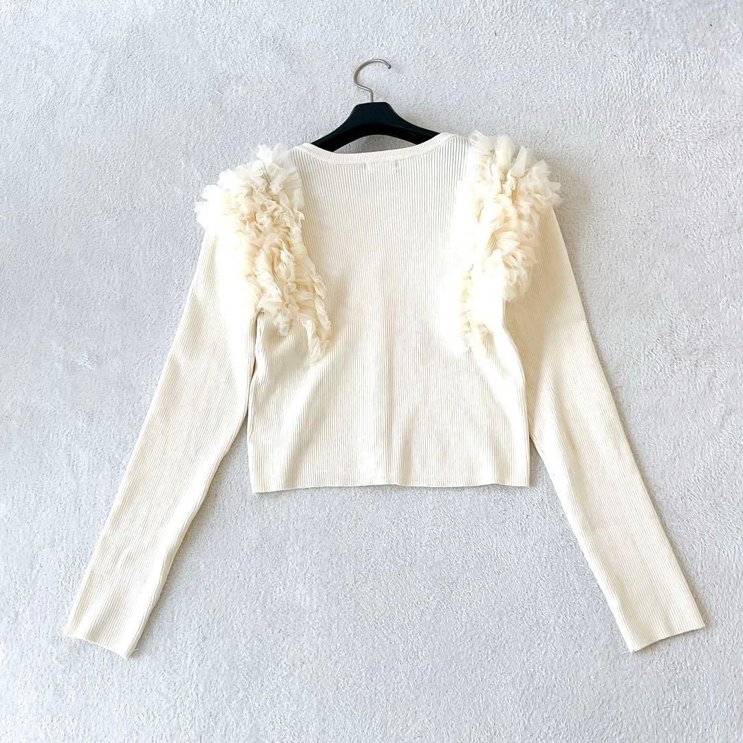 ★FRAY I.D★完売品 ショルダーチュールフリルニットカーディガン F
