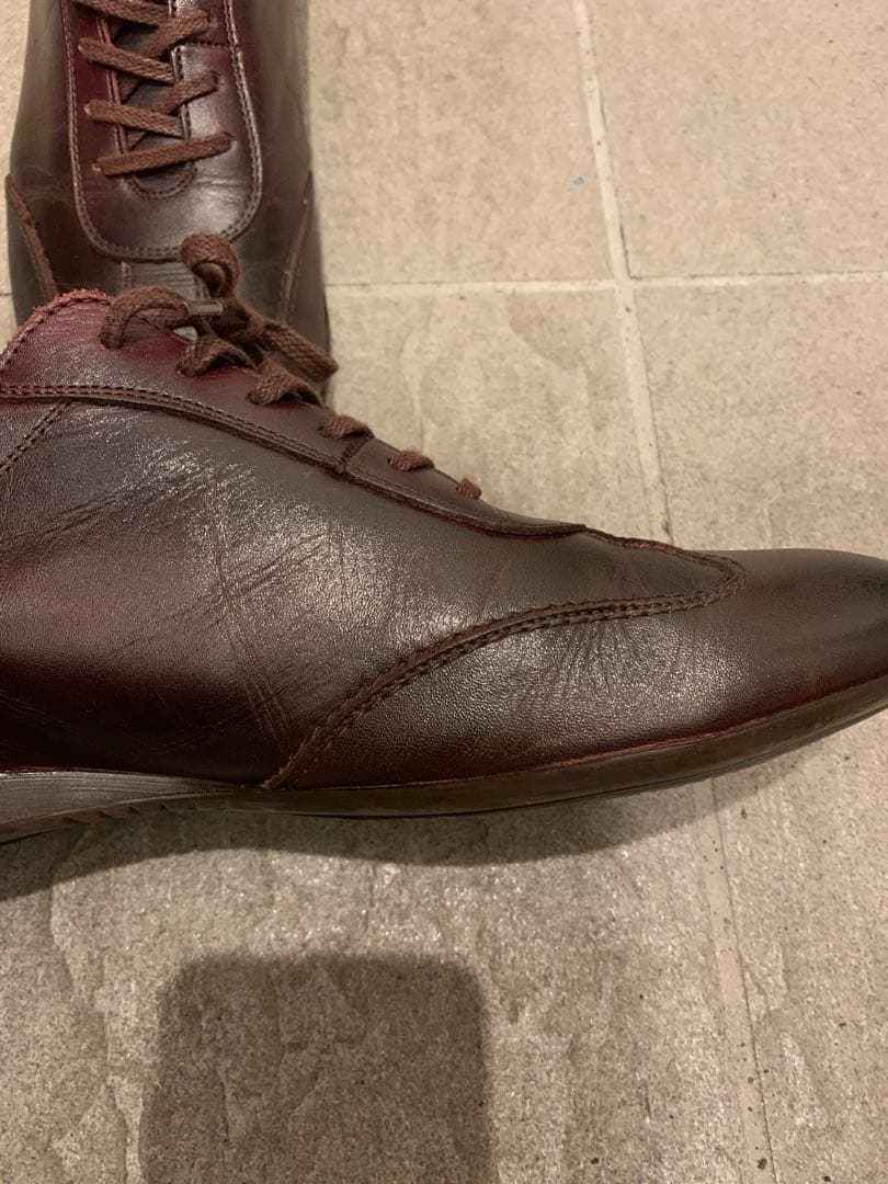 大塚製靴　レザー スニーカー　バーガンディ25.5cm