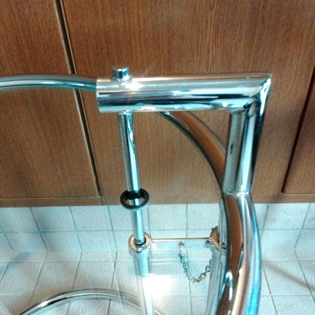 7段階高さ調節☆ガラステーブル☆デザイナーズ☆