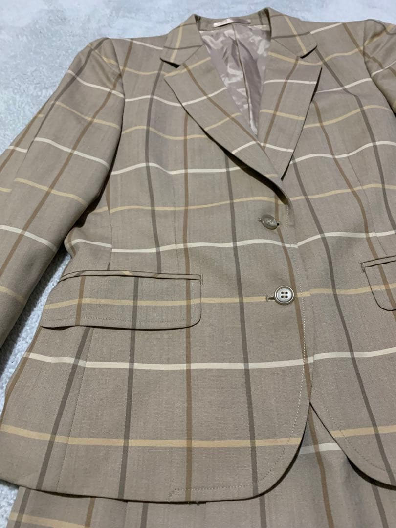 ⭐️美品　Burberry チェック　レディース　スカートスーツ　ウール100%