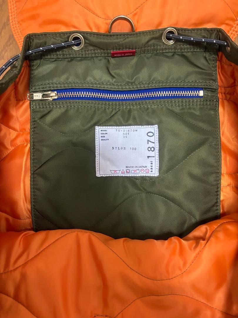 sacai porter バックパック リュック　カーキ 2018年
