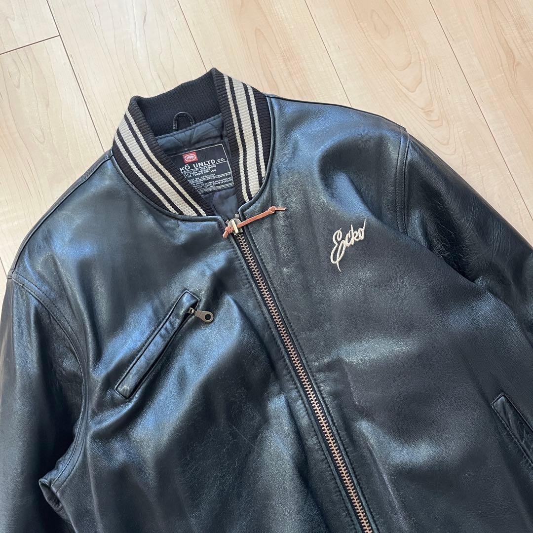 ぼ*ー様 90s ECKO UNLTD　レザー スタジャン ラムレザー