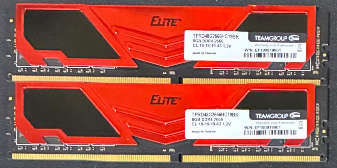 【中古】DDR4-2666 16GB(8GB×2枚) Team