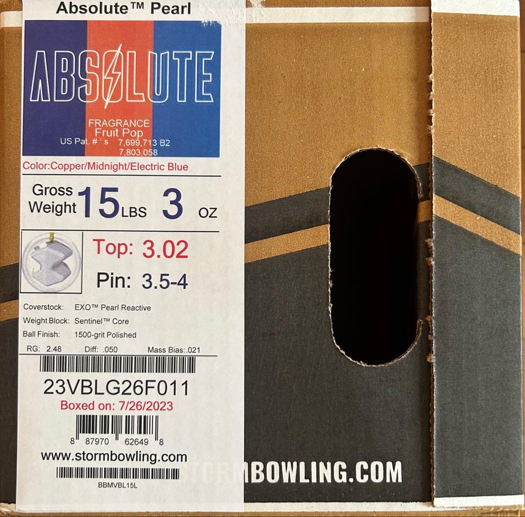 アブソリュートパール　15ポンド　ボウリングボール