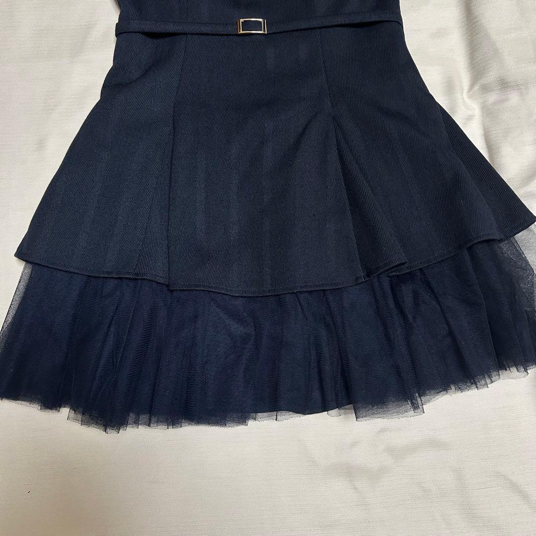 DEA robe de fleurs ネイビー フリルドレス ジッパー付き