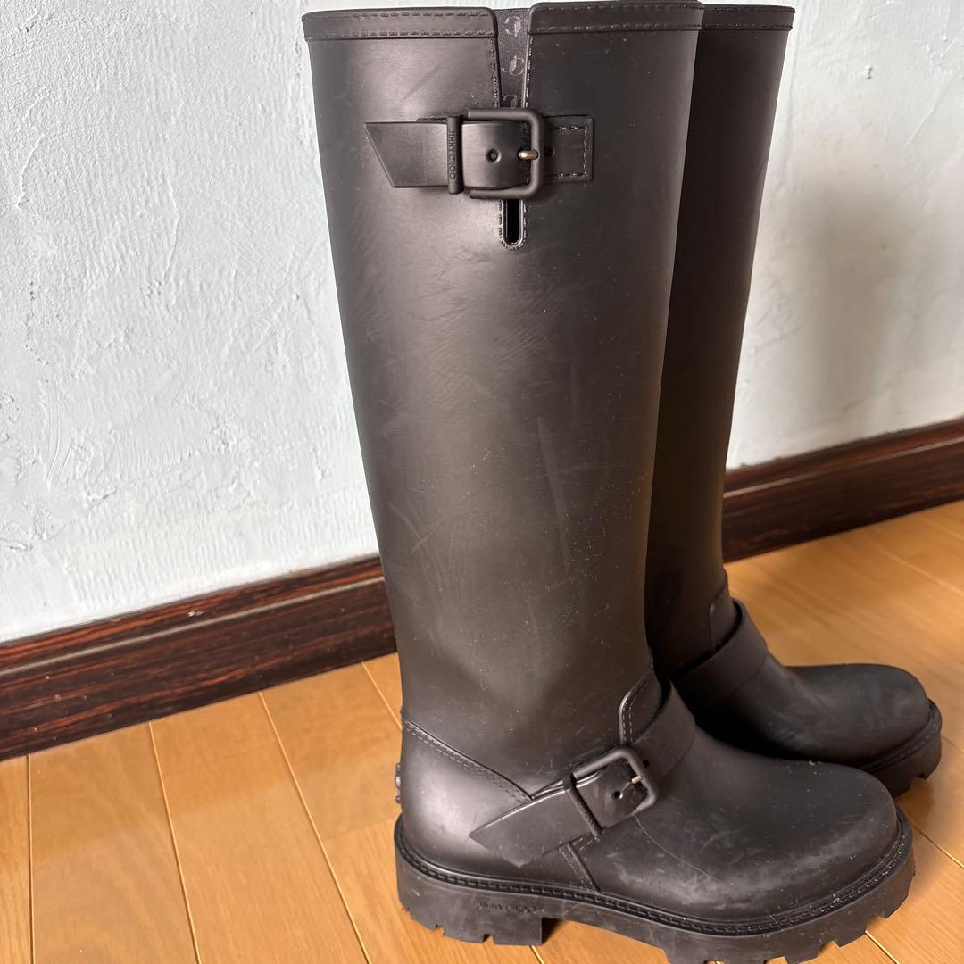 お値下げ！JIMMY CHOO バックル付き ブラック長靴　レインブーツ37