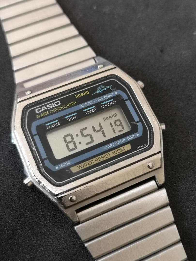 80's CASIO WS-740 Marlin デジタル腕時計